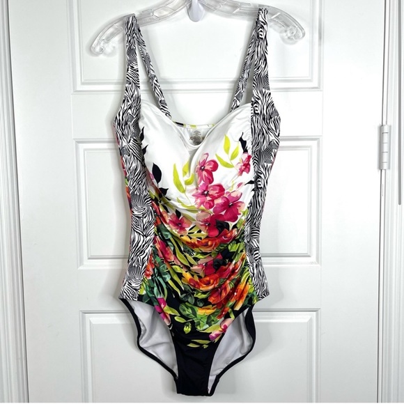 JOHNNY WAS Fay Boho Floral Ruched One Piece Swimsuit NEW Size 2X - Picture 2 of 14